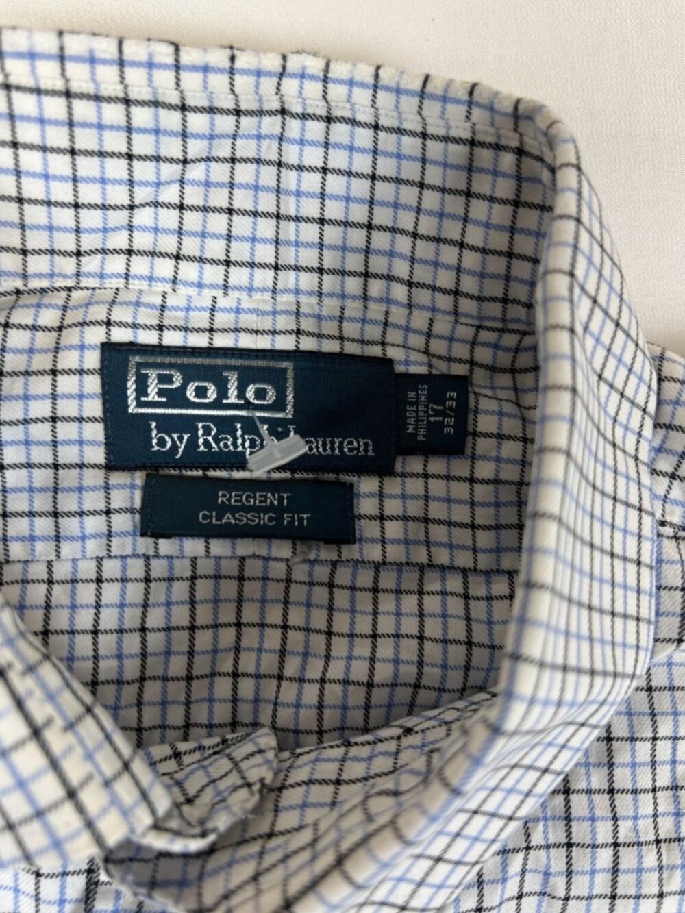 Polo Ralph Lauren Men 17 32/33 Blue White Plaid Regent Classic Fit Dress Shirt - Picture 3 of 9